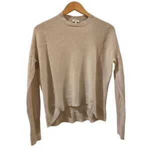 REISS light weight 100% Wool Sweater Pullover Crewneck XS Beige Hi-Lo Hem